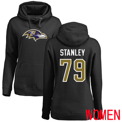 Baltimore Ravens Black Women Ronnie Stanley Name and Number Logo NFL Football #79 Pullover Hoodie Sweatshirt